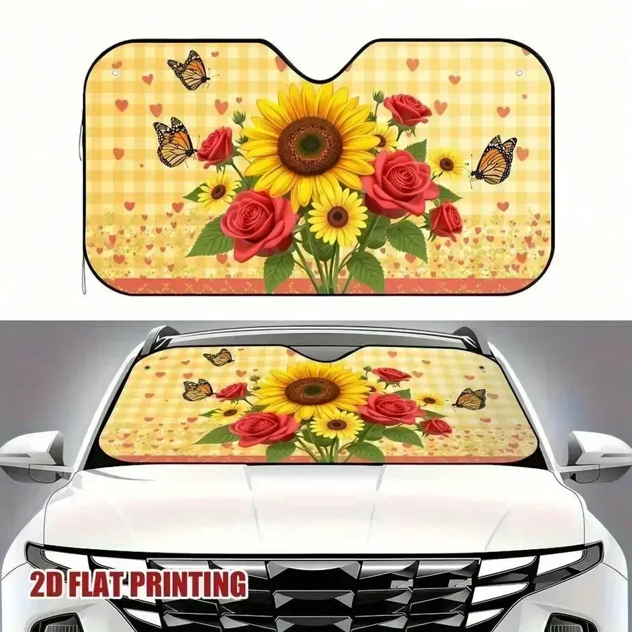 1-Piece 2D Flat Print UV Resistant Car Sunshade With Sunflower Rose Pattern Polyester Front Windshield Cover
1-Piece 2D Flat Print UV Resistant Car Sunshade With Sunflower Rose Pattern Polyester Front Windshield Cover