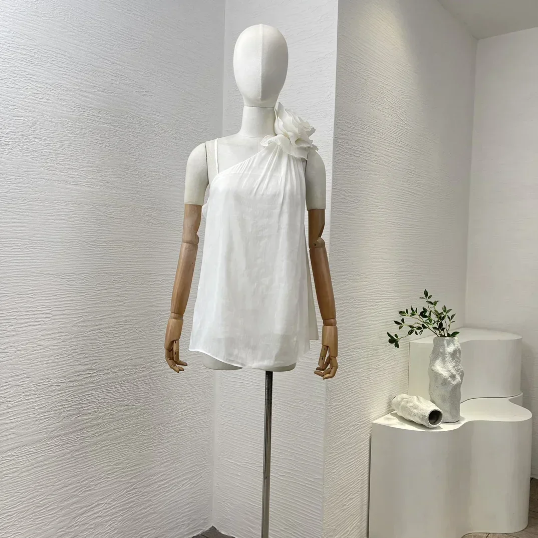 2024 New High Quality White Flowers Blooming One Shoulder Women Blouse Tops
2024 New High Quality White Flowers Blooming One Shoulder Women Blouse Tops