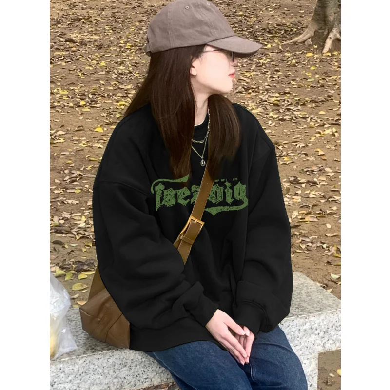 Autumn Women's Clothing Korean Fashion Baggy Solid Color Pullover Sweatshirt Letter Print Raglan Sleeves Long Sleeves Pullover 
Autumn Women's Clothing Korean Fashion Baggy Solid Color Pullover Sweatshirt Letter Print Raglan Sleeves Long Sleeves Pullover