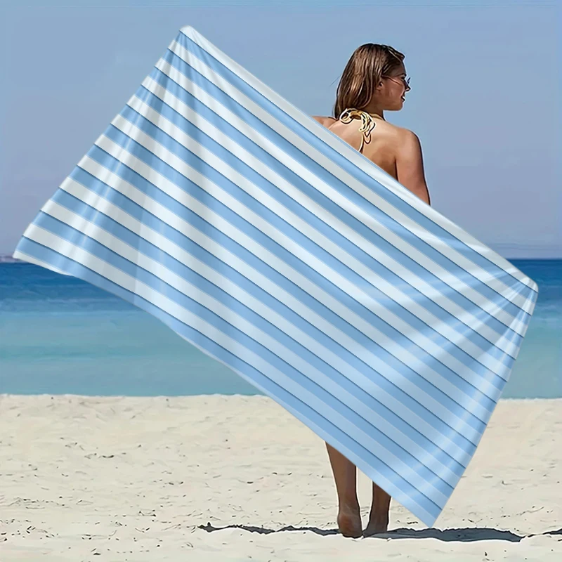 Blue Stripes Beach Towel Elastic Great for Beach, Pool, Travel Party Swimming Quick-Dry Fiber Lightweight Fabric Easy Fold
Blue Stripes Beach Towel Elastic Great for Beach, Pool, Travel Party Swimming Quick-Dry Fiber Lightweight Fabric Easy Fold