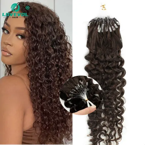 Lovevol 1.0G/Strand Micro Loop Brazilian Human Hair Extensions Water Wave Loop Hair Extension Remy Hair 14“-26” Hair Extensions