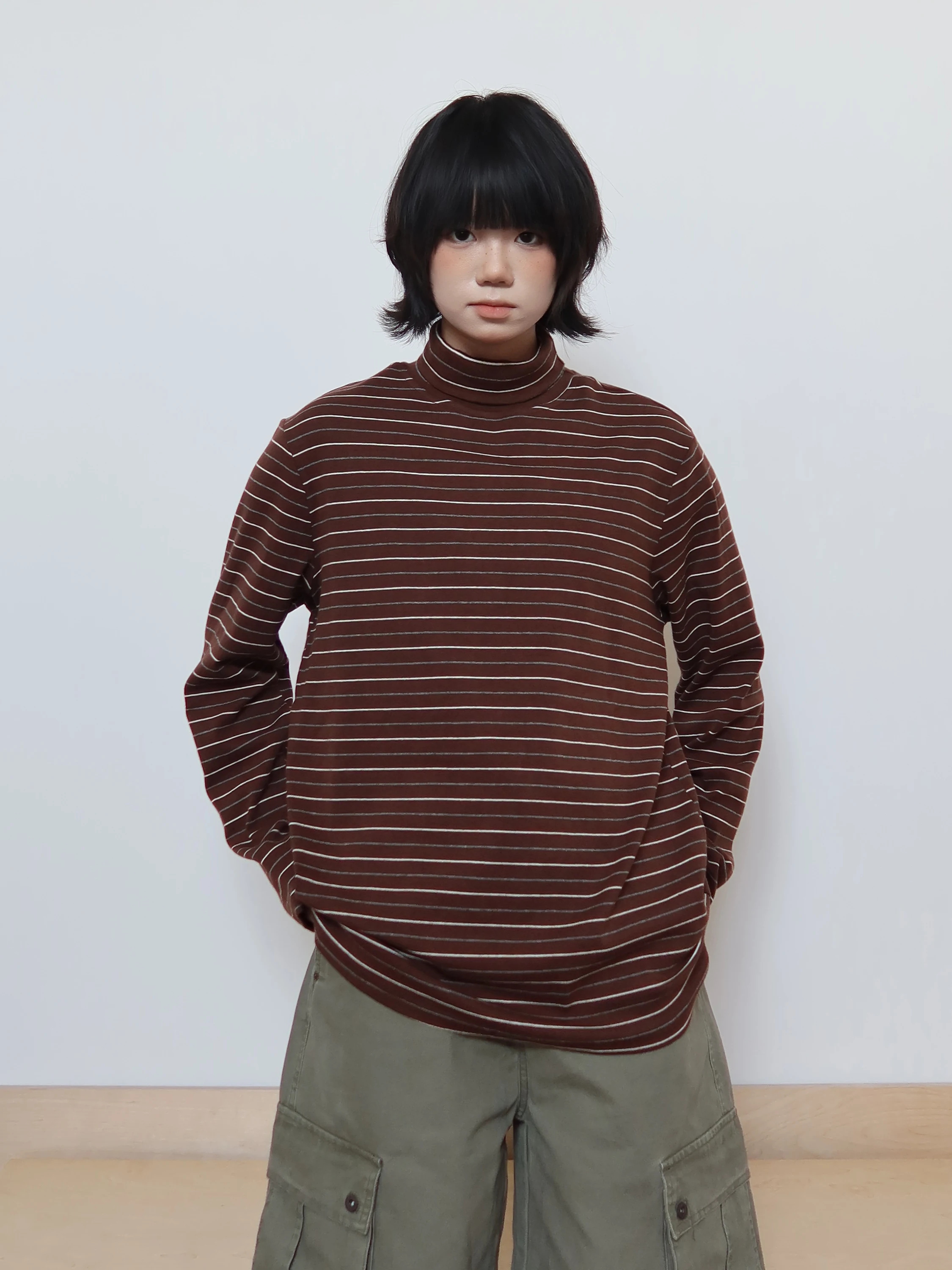 y High Collar Striped Loose Fit Long Sve T-irt ex Retro Casual Versatile Men Women Cotton Crew Ne Tee
y High Collar Striped Loose Fit Long Sve T-irt ex Retro Casual Versatile Men Women Cotton Crew Ne Tee