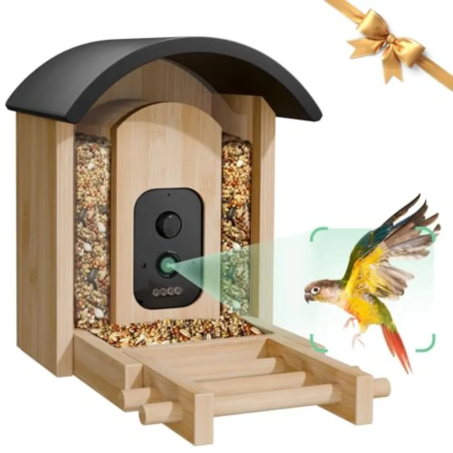 Outdoor smart bird feeder with solar camera AI bird identification real-time notifications and auto-capture; black ABS plastic
Outdoor smart bird feeder with solar camera AI bird identification real-time notifications and auto-capture; black ABS plastic