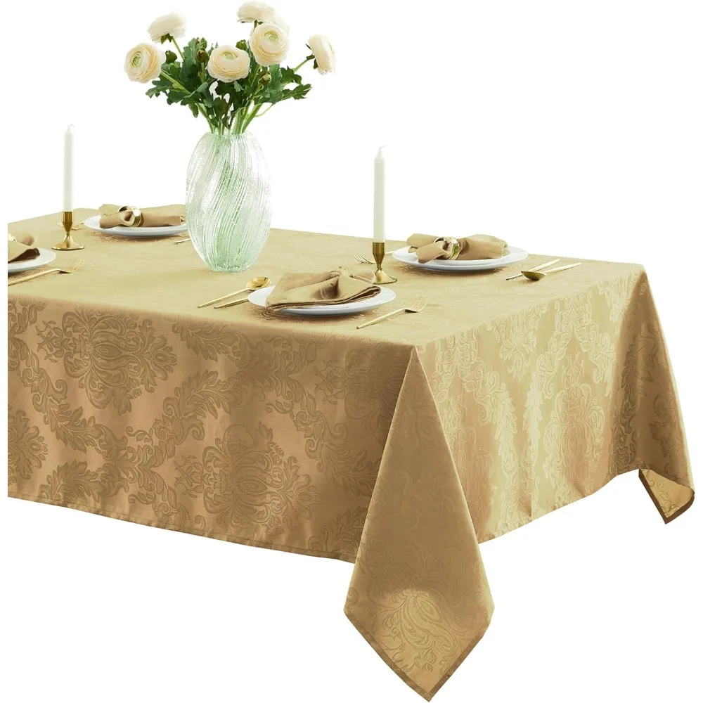 Золотая скатерть из дамасской ткани, 60x144 дюймов, устойчивая к пятнам, не требуется утюг для использования в столовой и вечеринок.
Золотая скатерть из дамасской ткани, 60x144 дюймов, устойчивая к пятнам, не требуется утюг для использования в столовой и вечеринок.