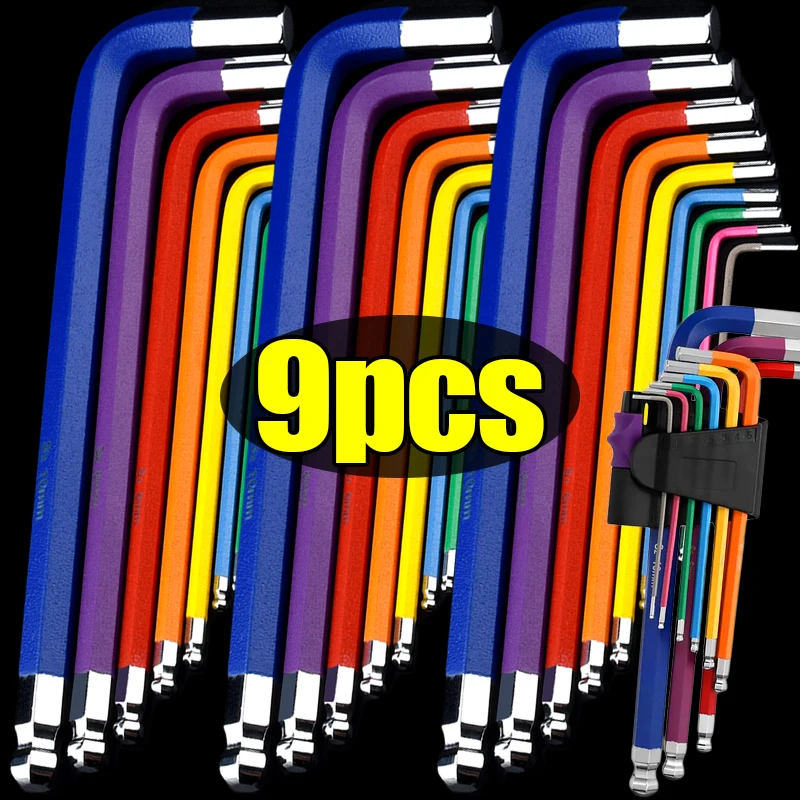 9 шт./компл., красочный L-образный шестигранный ключ, профессиональный шестигранный винт, шестигранный ключ, плоский шариковый гаечный ключ, ручные инструменты для ремонта велосипеда
9 шт./компл., красочный L-образный шестигранный ключ, профессиональный шестигранный винт, шестигранный ключ, плоский шариковый гаечный ключ, ручные инструменты для ремонта велосипеда