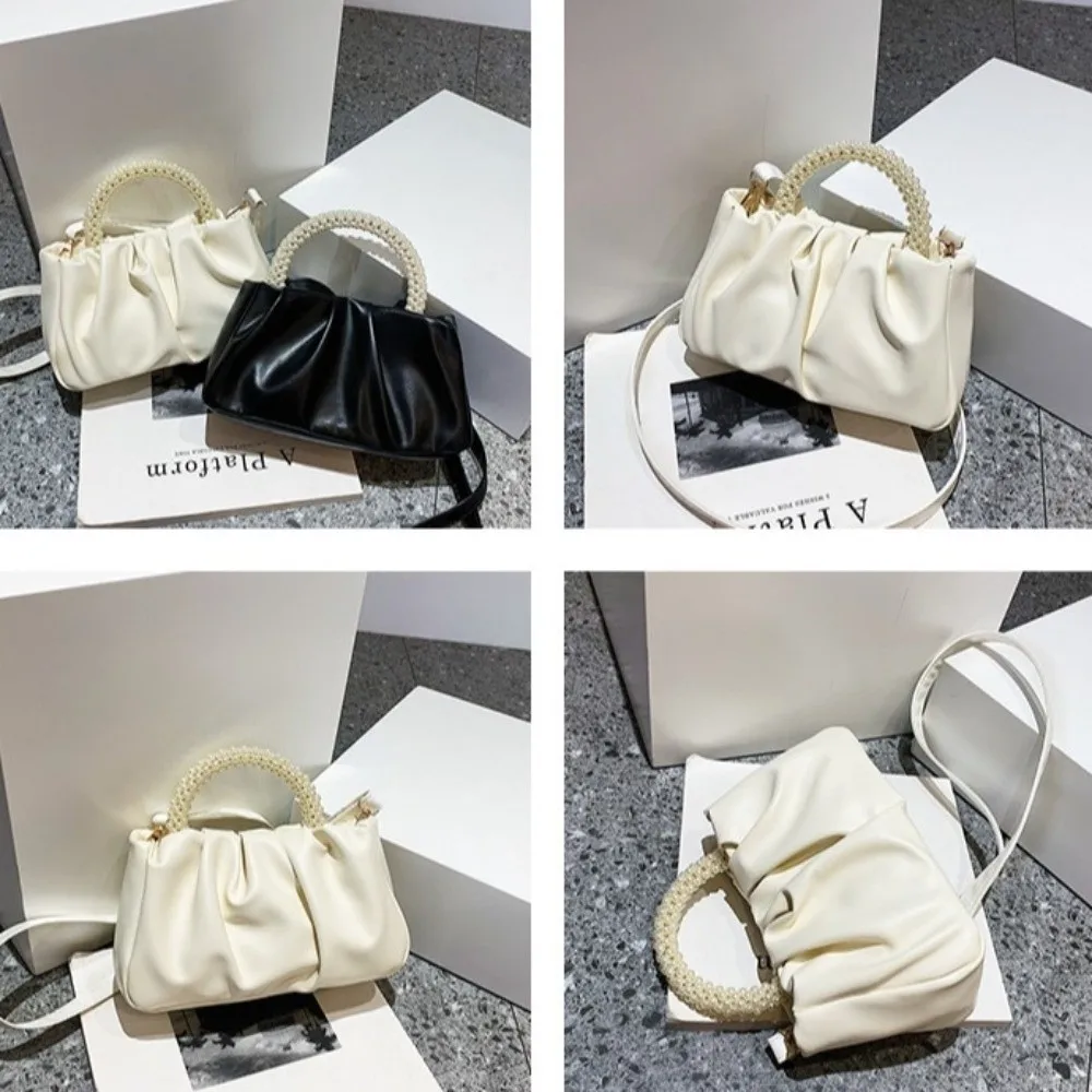 Dumpling Bag Korean PU Cloud Bag Solid Color PU Leather PU Leather Pearl Handbag Imitation Pearl Wrinkled Women Shoulder Bag
Dumpling Bag Korean PU Cloud Bag Solid Color PU Leather PU Leather Pearl Handbag Imitation Pearl Wrinkled Women Shoulder Bag