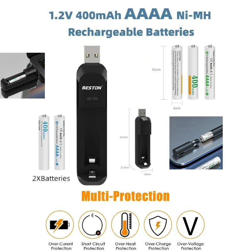 2-PCS AAAA Rechargeable Batteries Stylus Function 1.2V 400mAh AAAA Ni-MH Rechargeable Batteries Included with Charger audio
2-PCS AAAA Rechargeable Batteries Stylus Function 1.2V 400mAh AAAA Ni-MH Rechargeable Batteries Included with Charger audio