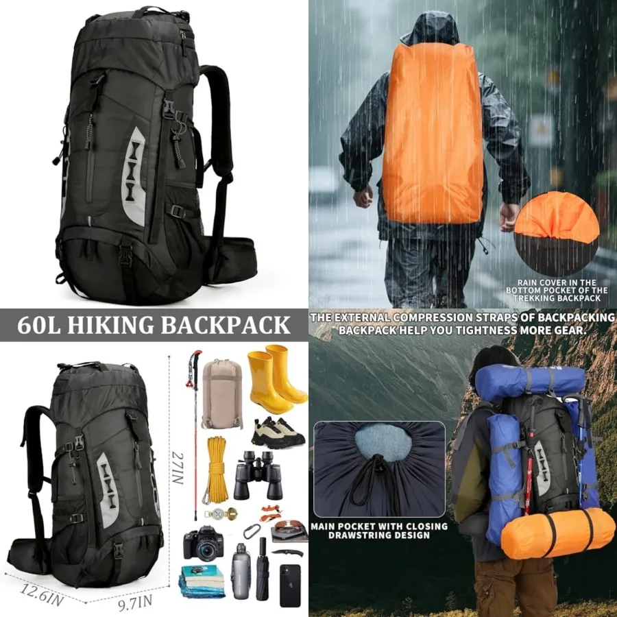 Hiking Backpack with Rain Cover Waterproof Camping Backpack Shoes Warehouse for Men Women, Frameless
Hiking Backpack with Rain Cover Waterproof Camping Backpack Shoes Warehouse for Men Women, Frameless