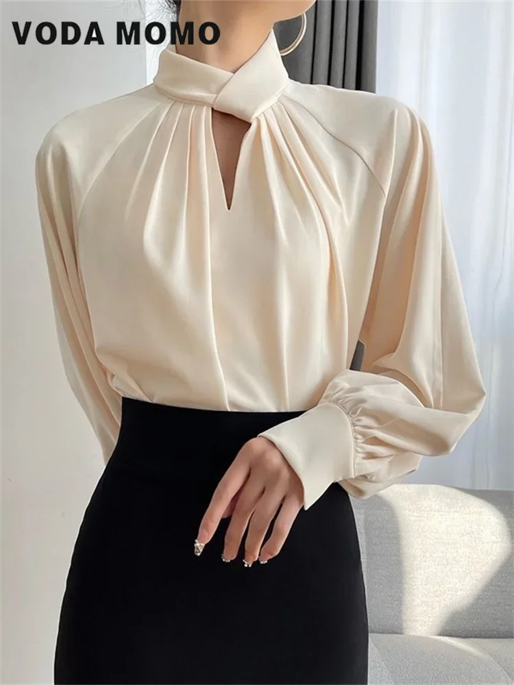 2024 New Temperament Pleated Pullover Stand Collar Long Sleeve Women Shirts Irregular Ladies Solid Color Blouse Spring Autumn
2024 New Temperament Pleated Pullover Stand Collar Long Sleeve Women Shirts Irregular Ladies Solid Color Blouse Spring Autumn