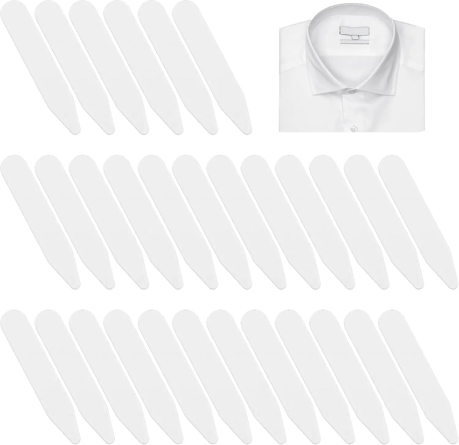 30 PCS 2.2" Plastic Collar Stays for Dress Shirts, Waterproof Invisible Shirt Stays, White
30 PCS 2.2" Plastic Collar Stays for Dress Shirts, Waterproof Invisible Shirt Stays, White