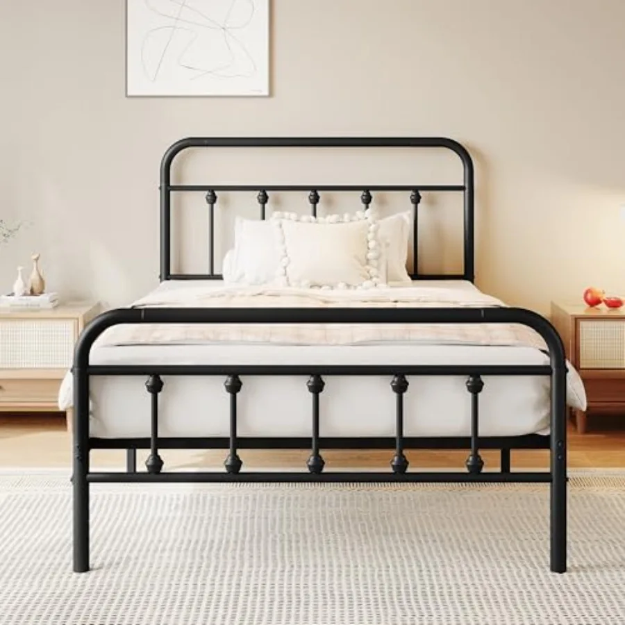 Size Metal Platform Bed Frame/Victorian Style Headboard and Footboard/Steel Slat Support/Easy Assembly/No Box Spring Needed/Und
Size Metal Platform Bed Frame/Victorian Style Headboard and Footboard/Steel Slat Support/Easy Assembly/No Box Spring Needed/Und