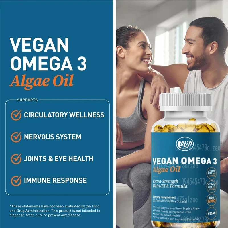 Вегетарианское масло водорослей Omega-3, 1400 мг, содержит суперсильное вегетарианское DHA EPA, без ГМО, без глютена
Вегетарианское масло водорослей Omega-3, 1400 мг, содержит суперсильное вегетарианское DHA EPA, без ГМО, без глютена