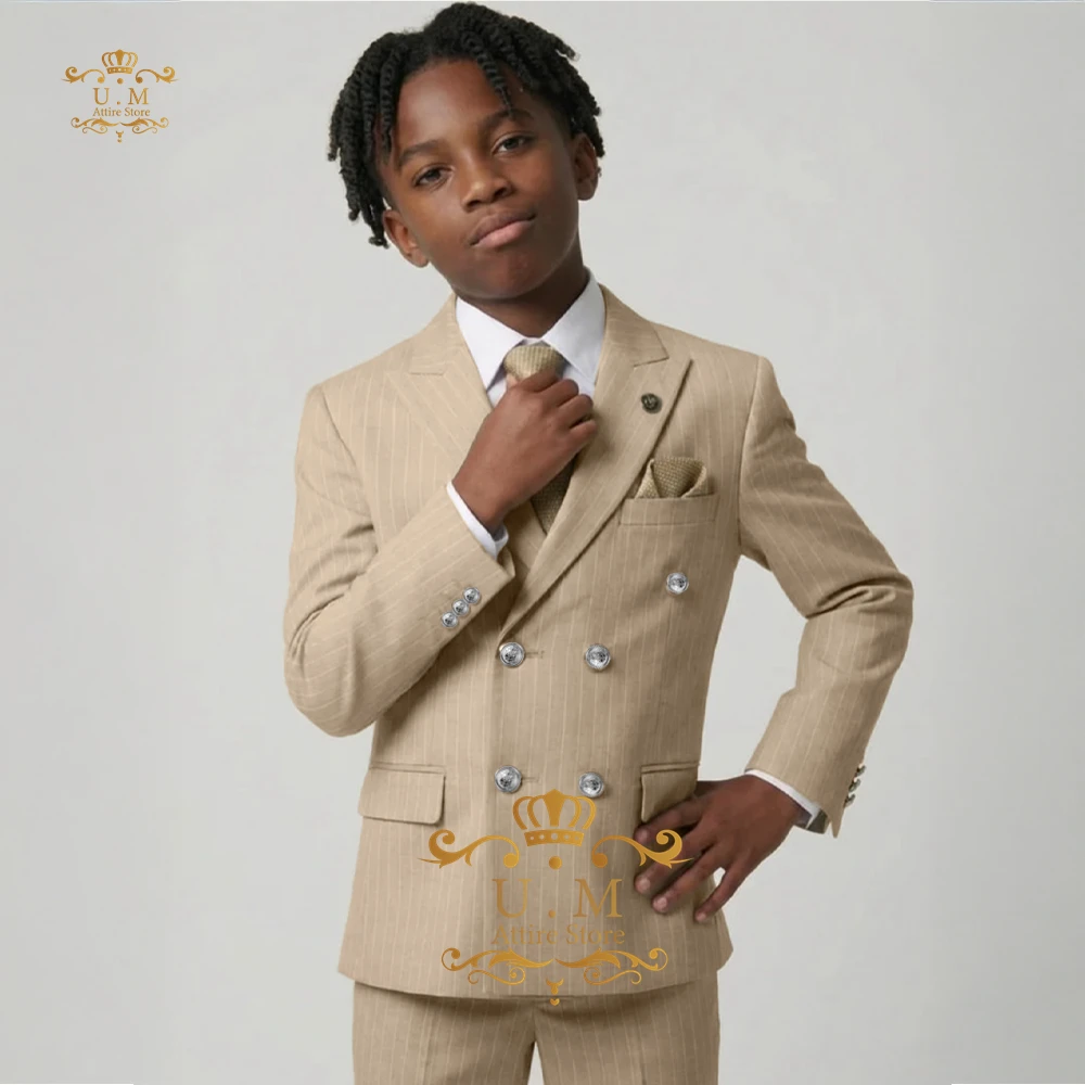 boys' striped suit 2-piece set double-breasted khaki jacket pants tailored slim fit for child birthday party wedding prom event
boys' striped suit 2-piece set double-breasted khaki jacket pants tailored slim fit for child birthday party wedding prom event