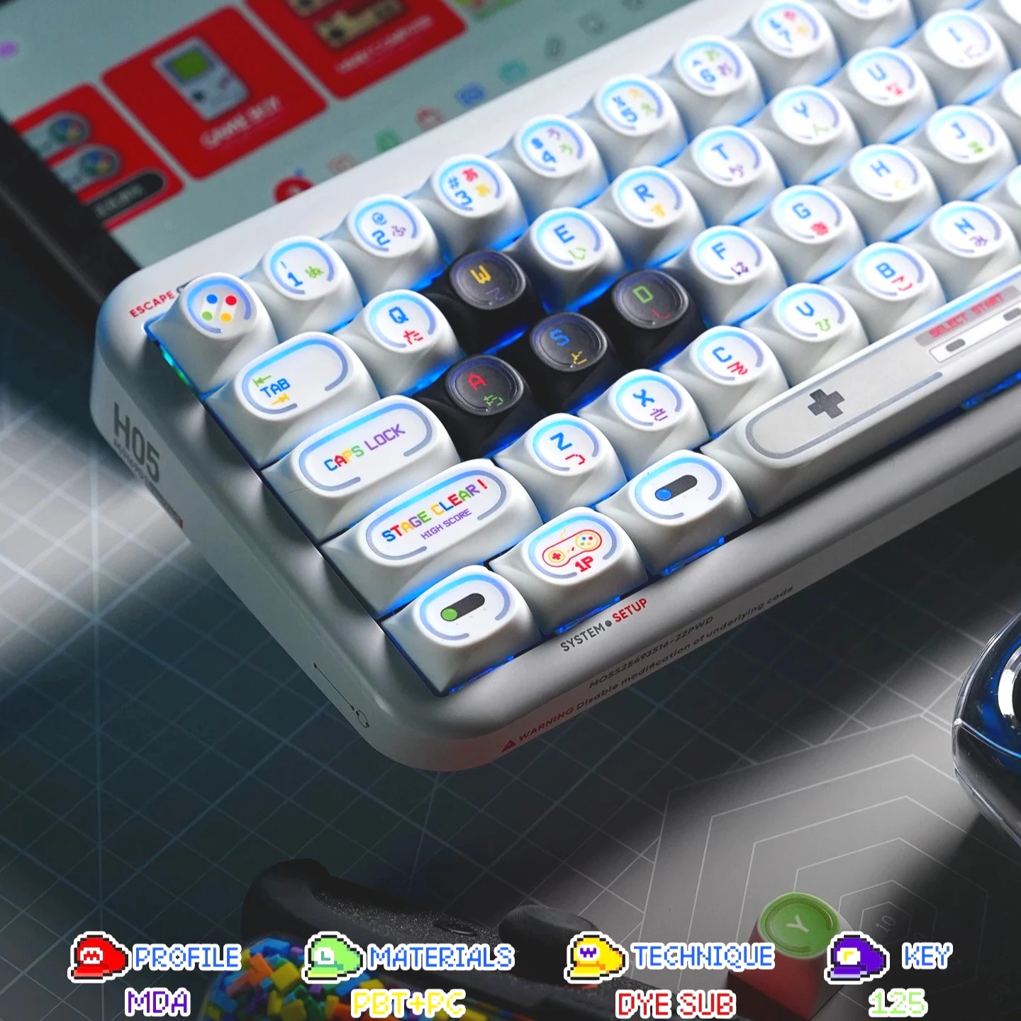 MAIMOOO Star Ring Game Console Keycap C Circular Transparent PBT Sublimation 125 Key Backlit Game Player Keyboard White Keycaps