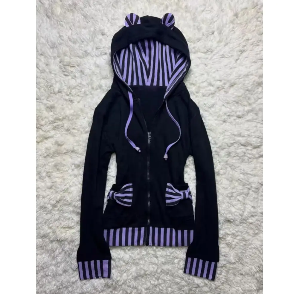 Kpop Толстовка на молнии Женская одежда Зимние толстовки в полоску с бантом Kawaii Cute Slim Korea 90s New Femme Punk Harajuku Oversized Top
Kpop Толстовка на молнии Женская одежда Зимние толстовки в полоску с бантом Kawaii Cute Slim Korea 90s New Femme Punk Harajuku Oversized Top
