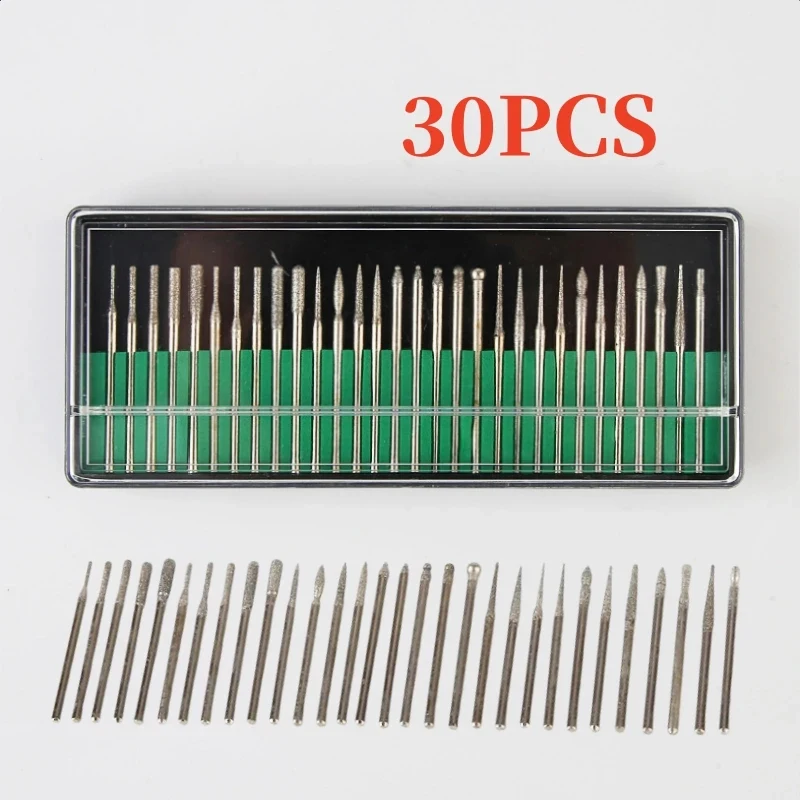 30pcs/lot Shank Diamond Burs Set With Box For Electric Grinder Power Accessories Abrasive Drill Bit Rotary Tool Sets 2.35mm
30pcs/lot Shank Diamond Burs Set With Box For Electric Grinder Power Accessories Abrasive Drill Bit Rotary Tool Sets 2.35mm