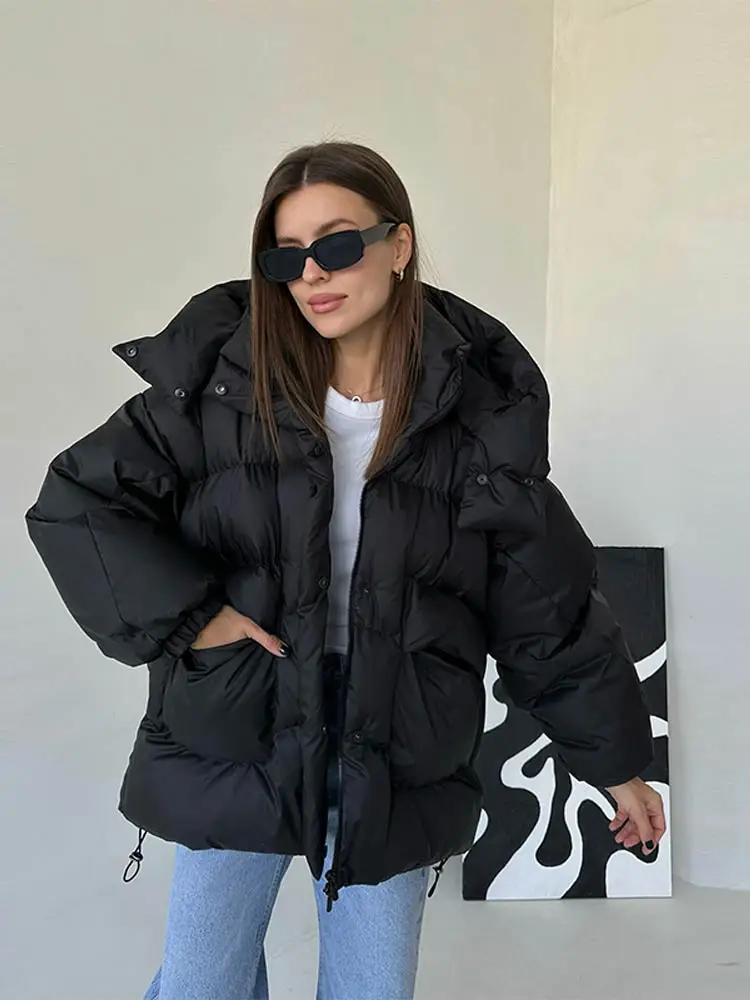 Casual Hooded Puffer Jackets Women's Detachable Hood Full Sleeve Pocket Zipper Loose Coats 2025 Winter Lady Padding Outerwear
Casual Hooded Puffer Jackets Women's Detachable Hood Full Sleeve Pocket Zipper Loose Coats 2025 Winter Lady Padding Outerwear
