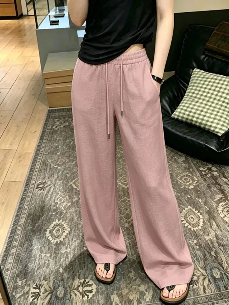 High Waist Drawstring Straight Leg Casual Pants Women's Summer Laid-back Style Slimming Loose Fit Comfortable Casual Trousers
High Waist Drawstring Straight Leg Casual Pants Women's Summer Laid-back Style Slimming Loose Fit Comfortable Casual Trousers
