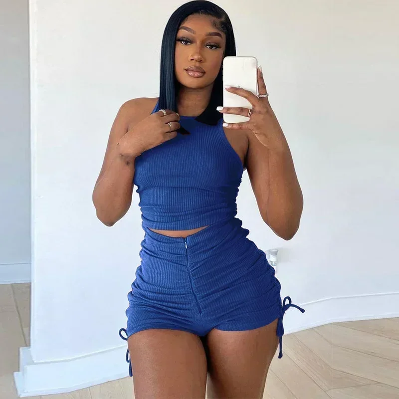 GUWU Fashion Knitted Ribbed Two 2piece Set Elegant Active Yoga Women's Set Sleeveless Tank and Ruched Shorts Tracksuit Outfit
GUWU Fashion Knitted Ribbed Two 2piece Set Elegant Active Yoga Women's Set Sleeveless Tank and Ruched Shorts Tracksuit Outfit