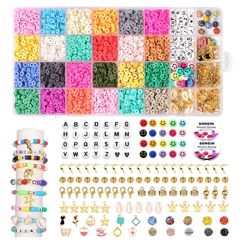 4600Pcs Clay Beads Kits For Bracelets Making , Polymer Clay Flat Round Spacer Preppy Heishi Beads With Pendant Charms
4600Pcs Clay Beads Kits For Bracelets Making , Polymer Clay Flat Round Spacer Preppy Heishi Beads With Pendant Charms