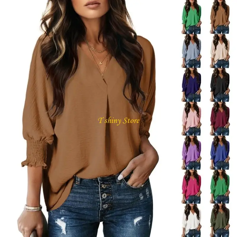 N58F Women's Polyester Shirt Blouse Casual Three Quarter Sleeve Ruffled Sleeve Top
N58F Women's Polyester Shirt Blouse Casual Three Quarter Sleeve Ruffled Sleeve Top