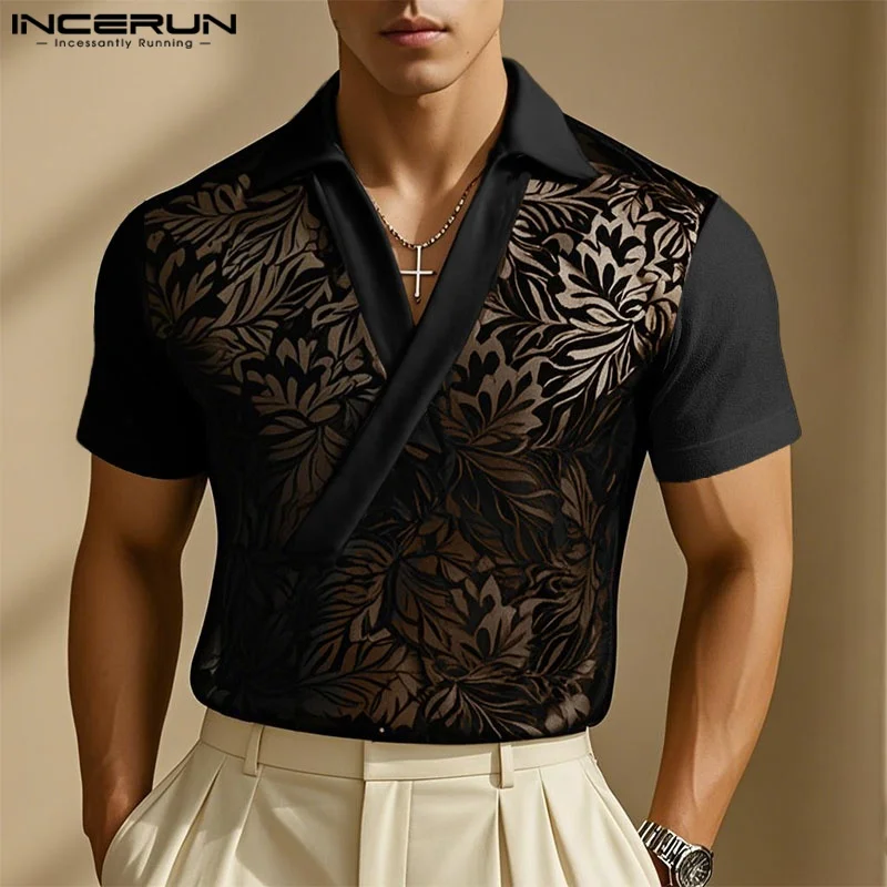 Men Shirt Lace Patchwork Lapel Short Sleeve Casual Men Clothing Streetwear 2025 Summer See Through Fashion Male Shirts INCERUN
Men Shirt Lace Patchwork Lapel Short Sleeve Casual Men Clothing Streetwear 2025 Summer See Through Fashion Male Shirts INCERUN