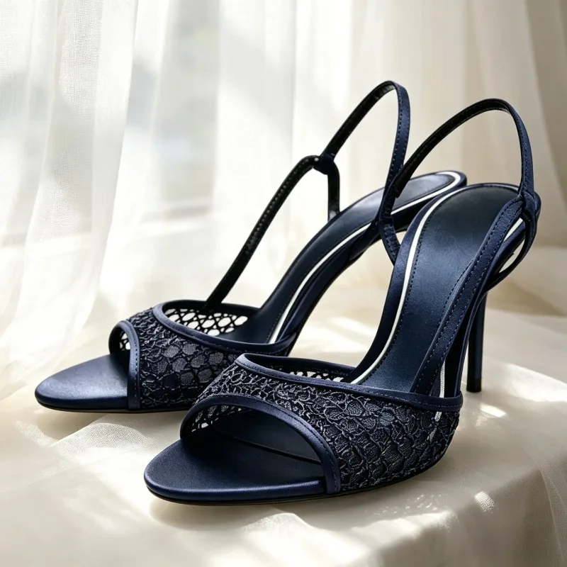Luxury Blue Satin Slingback Heels Women Sexy Cross Back Strap Detail Mesh Heel Sandals Elegant Evening Round Toe Designer Shoes
Luxury Blue Satin Slingback Heels Women Sexy Cross Back Strap Detail Mesh Heel Sandals Elegant Evening Round Toe Designer Shoes