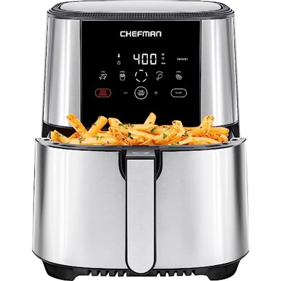 Large 5-Quart TurboFry Touch Air Fryer for Family Use Stainless Steel Silver One-Touch Digital Controls with Presets for Fries
Large 5-Quart TurboFry Touch Air Fryer for Family Use Stainless Steel Silver One-Touch Digital Controls with Presets for Fries