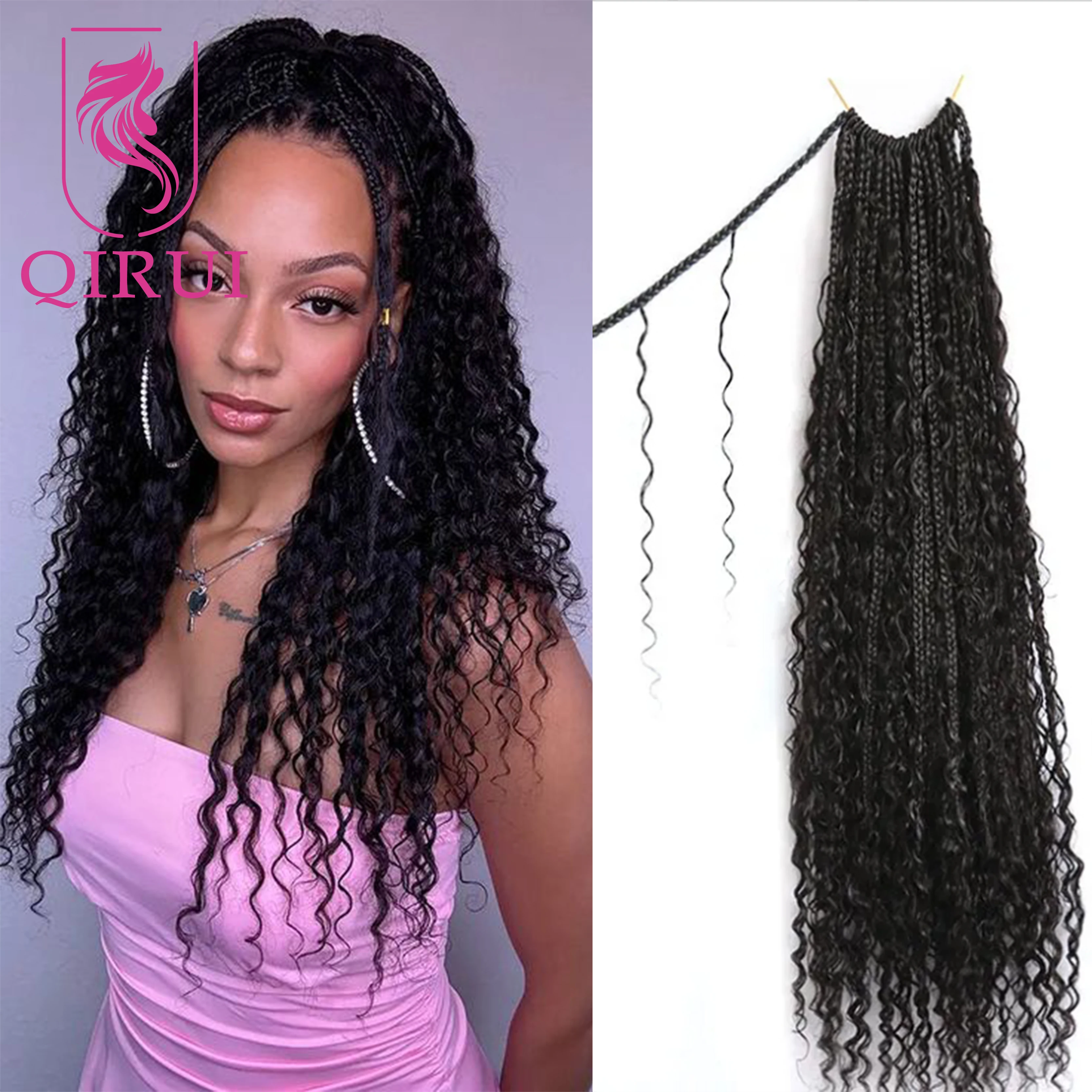 Crochet Human Hair Boho Box Braids with Human Hair Curls Pre-looped Crochet Braids Synthetic Braids with Human Hair Curly Ends
Crochet Human Hair Boho Box Braids with Human Hair Curls Pre-looped Crochet Braids Synthetic Braids with Human Hair Curly Ends