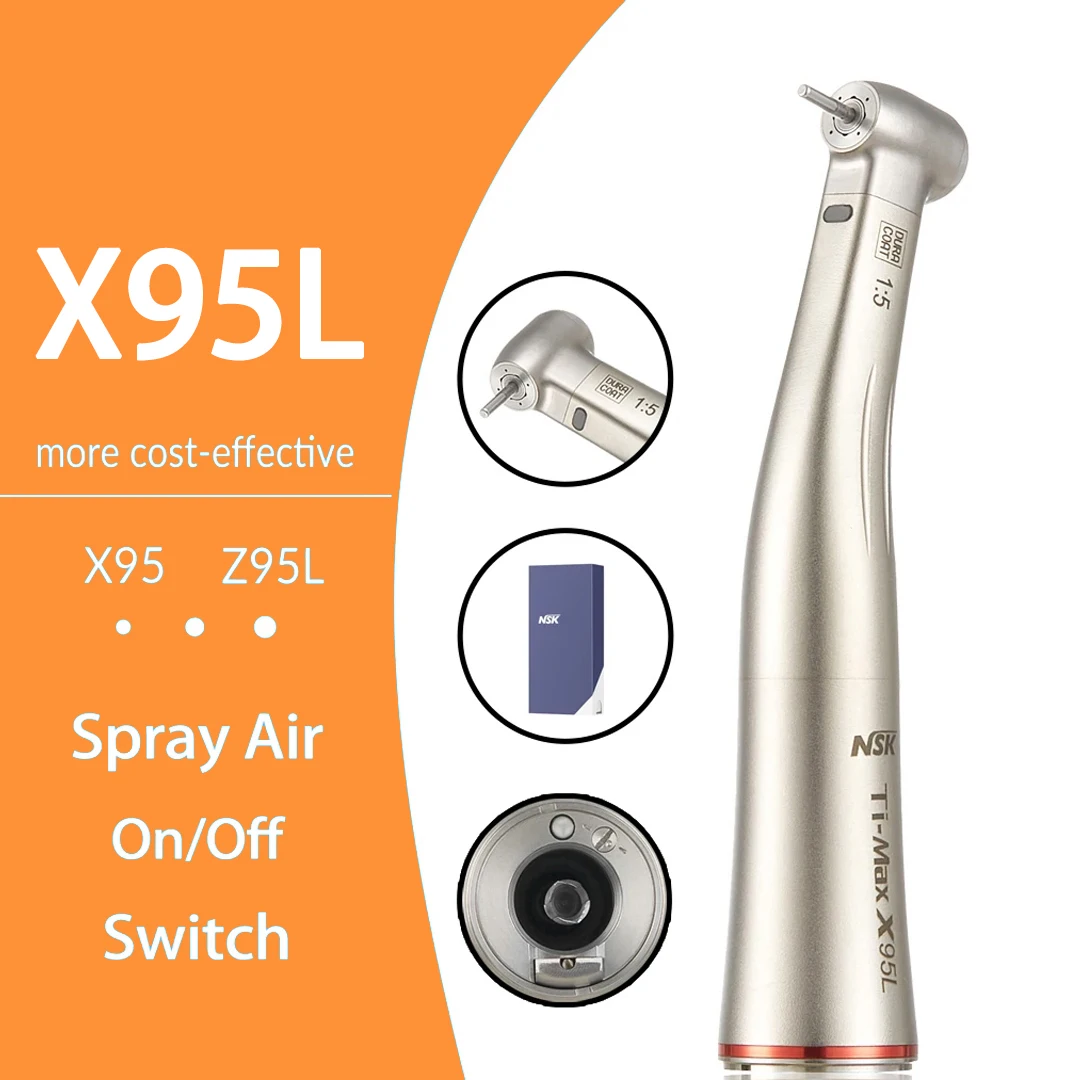 NSK Push Button 1:5 Dental Contra Angle Handpiece Increase Speed Handpiece Mini Head Ti Max X95L Z95L Inner Water Spray Red Ring
NSK Push Button 1:5 Dental Contra Angle Handpiece Increase Speed Handpiece Mini Head Ti Max X95L Z95L Inner Water Spray Red Ring