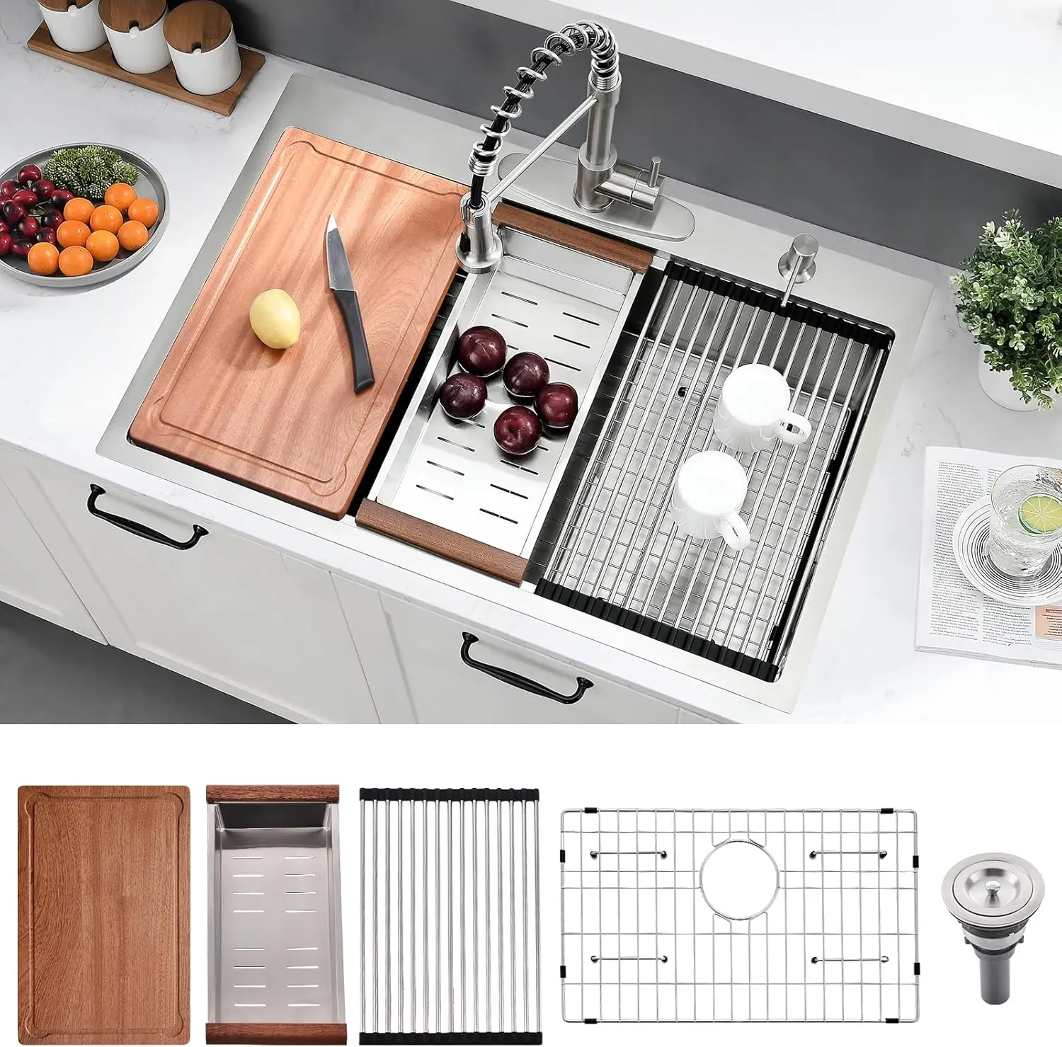 Вставная кухонная мойка 33 x 19 футов, нержавеющая сталь 16 г, глубина 10 футов, одна чаша, верхнее крепление, легко чистится
Вставная кухонная мойка 33 x 19 футов, нержавеющая сталь 16 г, глубина 10 футов, одна чаша, верхнее крепление, легко чистится