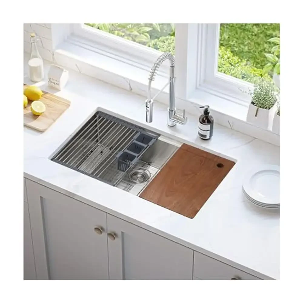 32in Stainless Steel Undermount Workstation Kitchen Sink Cutting Board Strainer Grid Drainage Maintenance Kit Drainpipes
32in Stainless Steel Undermount Workstation Kitchen Sink Cutting Board Strainer Grid Drainage Maintenance Kit Drainpipes