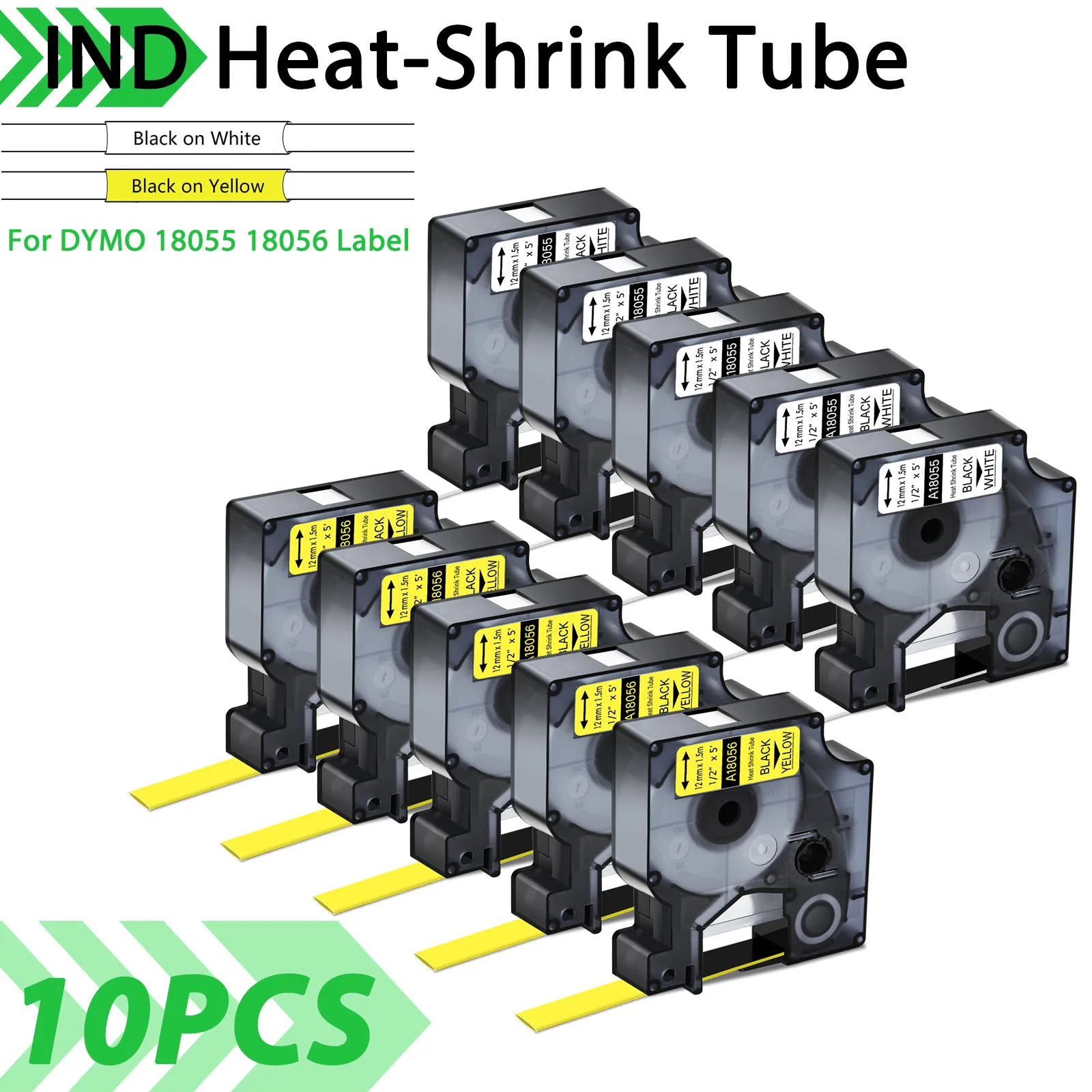 3-10PCS IND Heat-Shrink Tubes Compatible for DYMO A18055 A18056 6-24mm Industry Label Tape for Dymo Rhino 1000 4200 6000 Maker
3-10PCS IND Heat-Shrink Tubes Compatible for DYMO A18055 A18056 6-24mm Industry Label Tape for Dymo Rhino 1000 4200 6000 Maker
