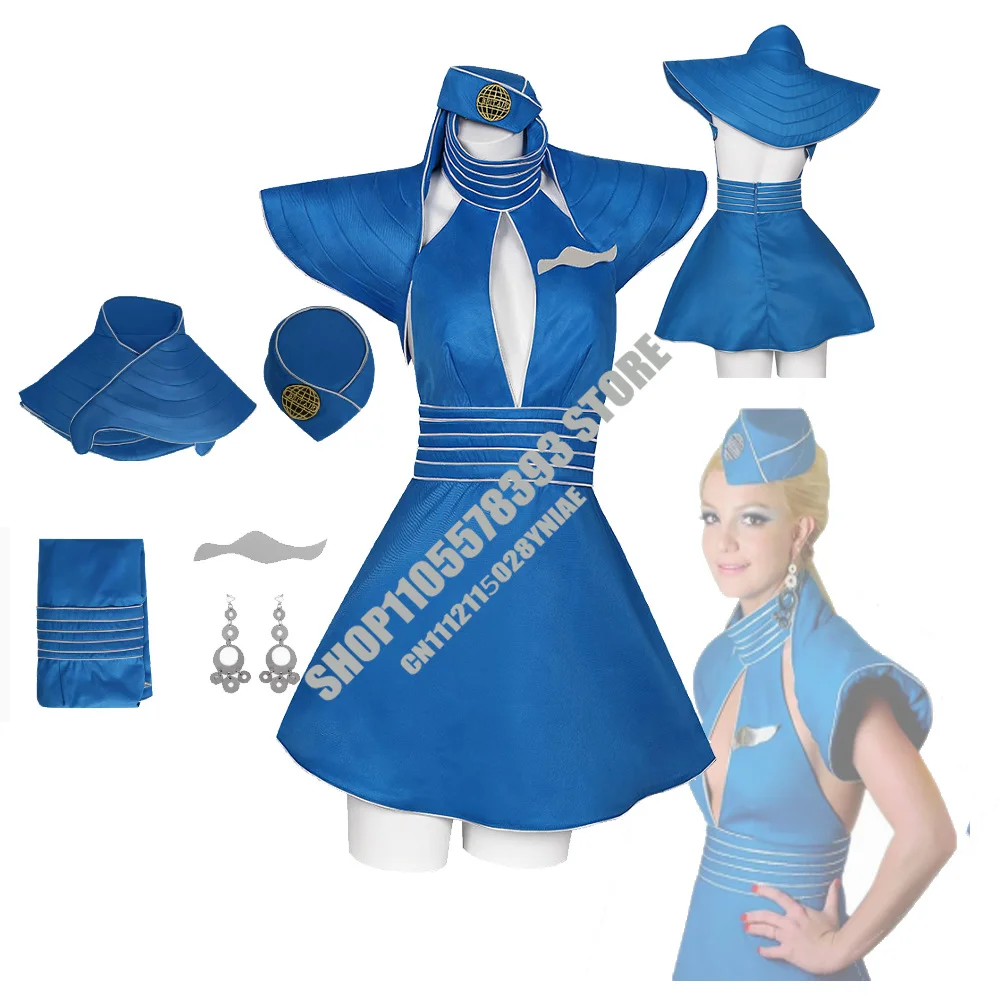 Britney Cosplay Costume Blue Flight Attendant Uniform Halloween Carnival Fancy Outfit Performance Stage Dress For Women Girls
Britney Cosplay Costume Blue Flight Attendant Uniform Halloween Carnival Fancy Outfit Performance Stage Dress For Women Girls
