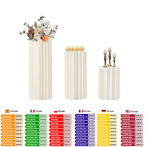 3PCS Wedding Party Flower Stand Cylinder Foldable Cardboard Centerpiece Dessert Table Columns Display Stand 40+60+80cm