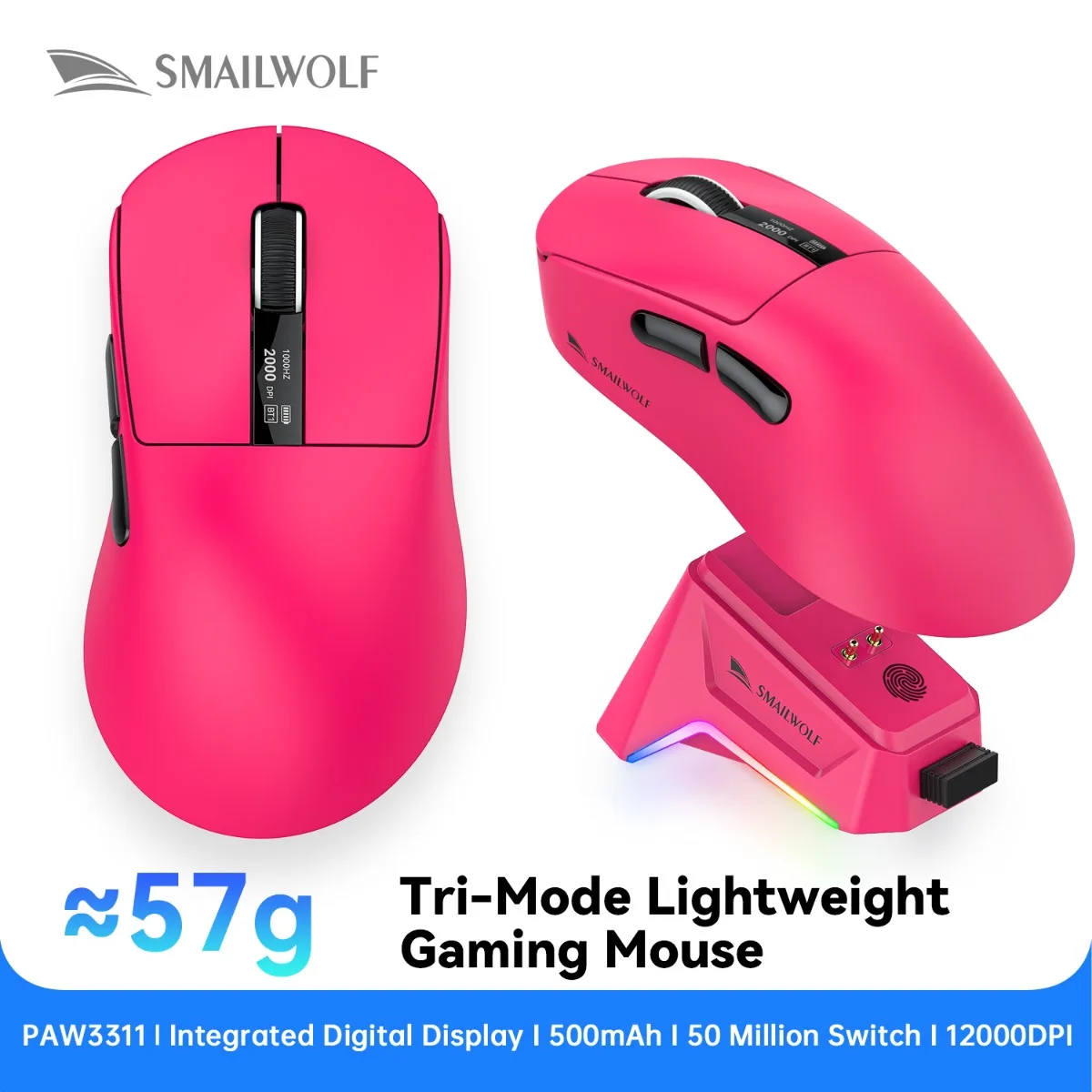 SMAILWOLF M6 Gaming Mouse Bluetooth Wireless Mouse PAW3311 Tri-Mode Connection E-sports Mouse with RGB Magnetic Charging Dock
SMAILWOLF M6 Gaming Mouse Bluetooth Wireless Mouse PAW3311 Tri-Mode Connection E-sports Mouse with RGB Magnetic Charging Dock