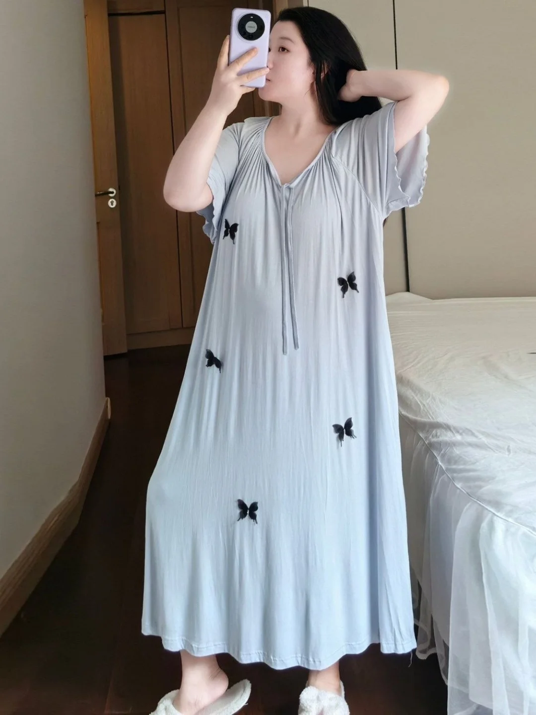 Sweet Style 3D Print Short Sleeve Long Home Dress Women Summer Loose Slimming Large Size Sleepwear Comfortable V-Neck
Sweet Style 3D Print Short Sleeve Long Home Dress Women Summer Loose Slimming Large Size Sleepwear Comfortable V-Neck
