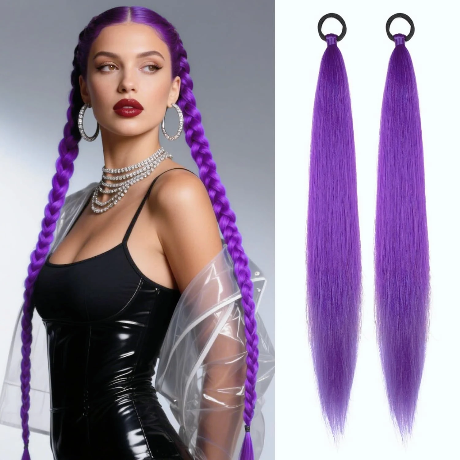  2 шт., парик с хвостиком на резинке, фиолетовая эластичная веревка, коса, парик с хвостиком, плетеные волосы, карнавальные аксессуары
2 шт., парик с хвостиком на резинке, фиолетовая эластичная веревка, коса, парик с хвостиком, плетеные волосы, карнавальные аксессуары