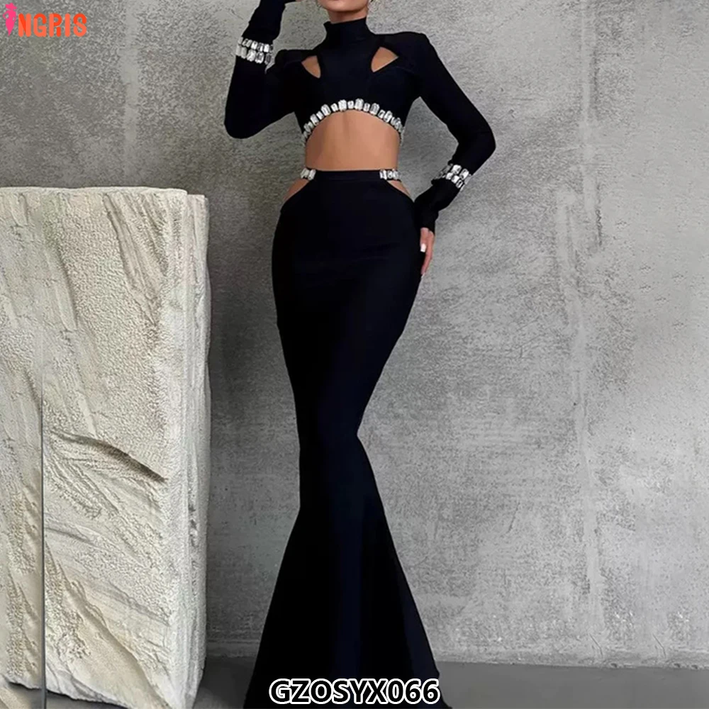 Arrived Spring Black Prom Bandage Skirt Set Hollow Out Sexy Bodycon Ladies Clothes Fashion Party Two Pieces Set-GZOSYX066
Arrived Spring Black Prom Bandage Skirt Set Hollow Out Sexy Bodycon Ladies Clothes Fashion Party Two Pieces Set-GZOSYX066