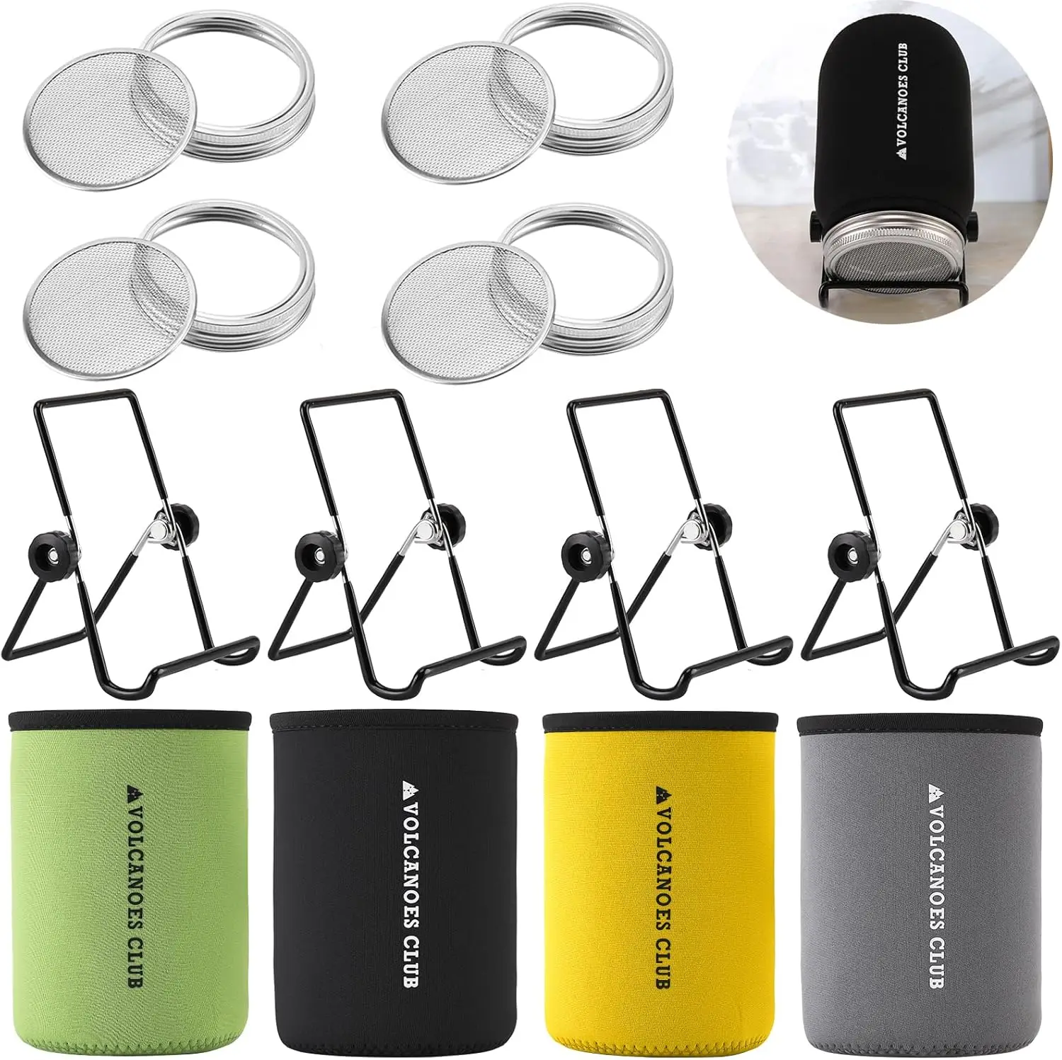 Stainless Steel Sprouting Lids Kit for 86mm Wide Mouth Mason Jars - Set of 4 with Stands & Blackout Sleeves
Stainless Steel Sprouting Lids Kit for 86mm Wide Mouth Mason Jars - Set of 4 with Stands & Blackout Sleeves