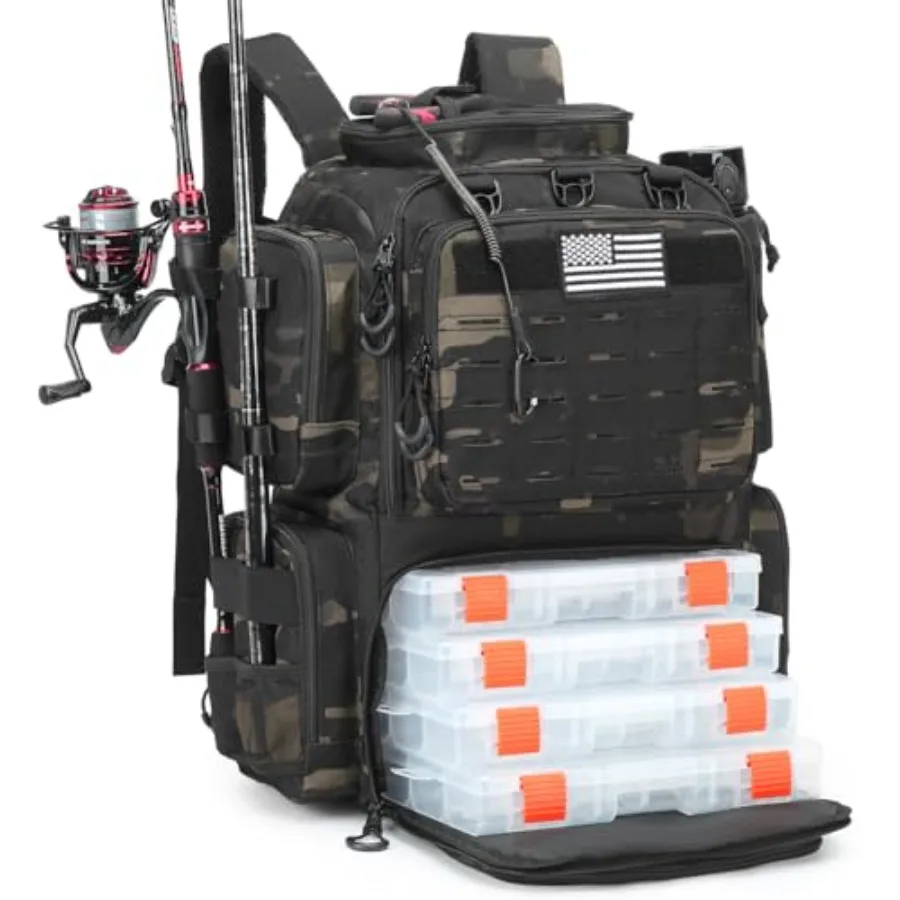 Tactical Fishing Tackle Backpack with Tackle Boxes Rod Holders Bottle Holder 50 L Large Insulated Fishing Backpack Tackle Box w
Tactical Fishing Tackle Backpack with Tackle Boxes Rod Holders Bottle Holder 50 L Large Insulated Fishing Backpack Tackle Box w