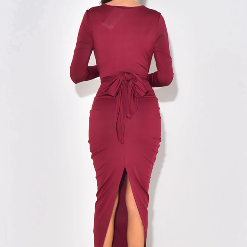 Elegant O-Neck Full Long Sleeve Ruched Bodycon Maxi Dress Women's Casual Slim Solid Color Prom Party Evening Gown Dresses Laides
Elegant O-Neck Full Long Sleeve Ruched Bodycon Maxi Dress Women's Casual Slim Solid Color Prom Party Evening Gown Dresses Laides
