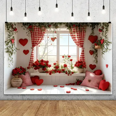 2026 Día de San Valentín fotografía telón de fondo regalos gabinete amor corazón rosa flores 14 de febrero parejas retrato foto fondo