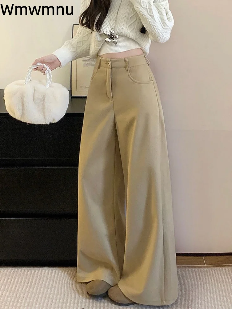 Винтажные мешковатые корейские модные костюмные брюки с высокой талией, женские повседневные брюки на пуговицах, прямые широкие брюки, новые брюки Spodnie
Винтажные мешковатые корейские модные костюмные брюки с высокой талией, женские повседневные брюки на пуговицах, прямые широкие брюки, новые брюки Spodnie