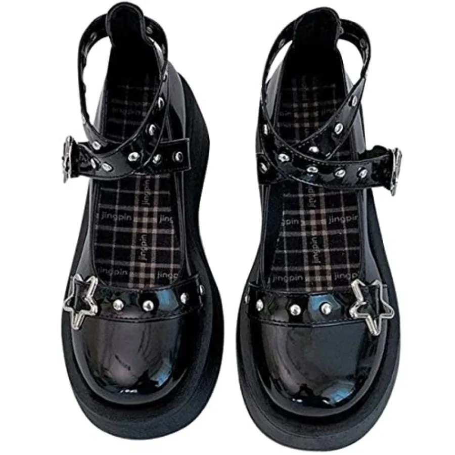 Women's Mary Jane Pumps - Chunky Heel Goth Platform Lolita Shoes - Round Toe Ankle Oxfords
Women's Mary Jane Pumps - Chunky Heel Goth Platform Lolita Shoes - Round Toe Ankle Oxfords