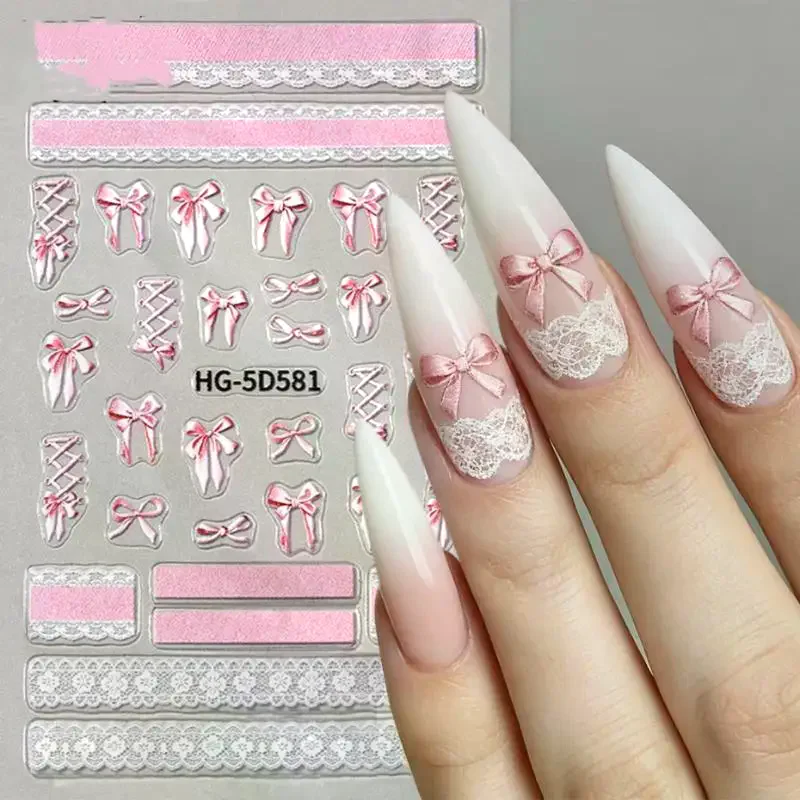 5D Ballet Bow Lace Embossing Self Adhesive Nail Art Stickers Shiny Charming Manicure Decals Nail Supplies
5D Ballet Bow Lace Embossing Self Adhesive Nail Art Stickers Shiny Charming Manicure Decals Nail Supplies
