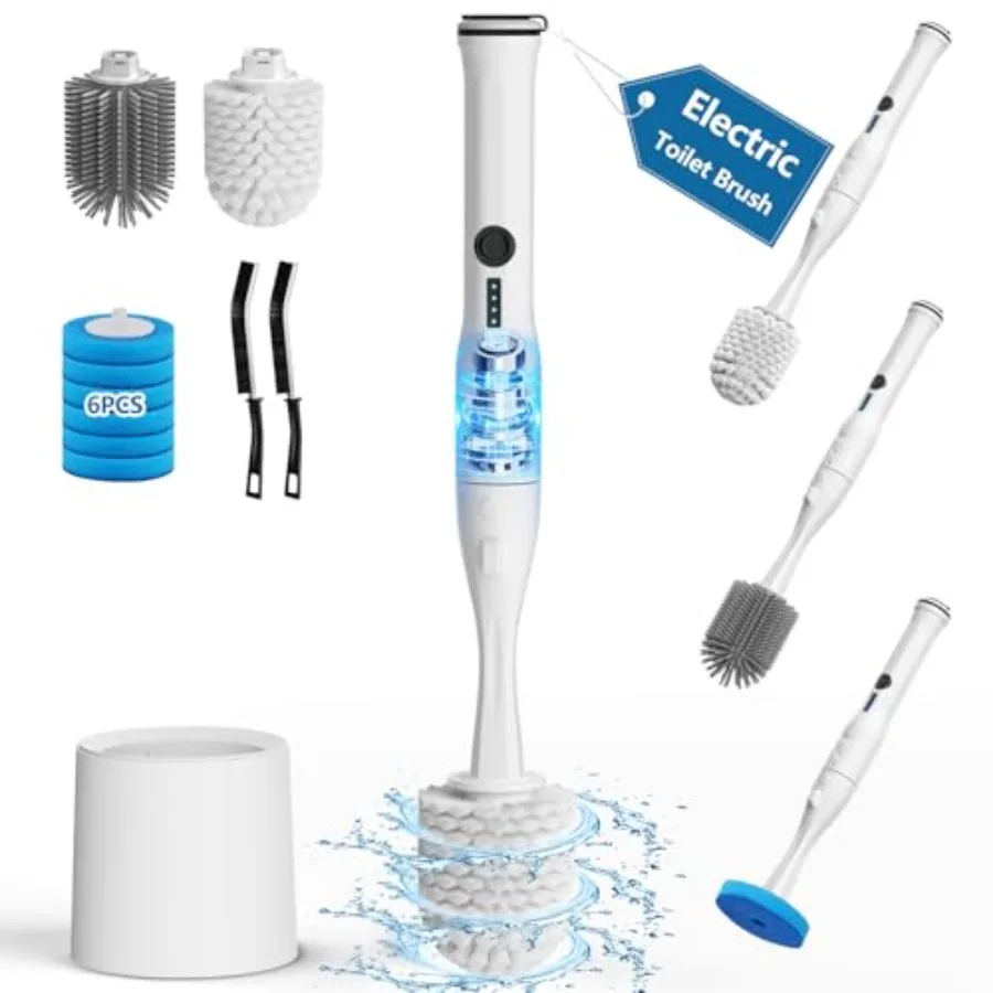 Electric Toilet Brush and Holder Set, Electric Toilet Bowl Scrubber Kit with 8 Replaceable Brush Heads, Disposable Toilet Brush
Electric Toilet Brush and Holder Set, Electric Toilet Bowl Scrubber Kit with 8 Replaceable Brush Heads, Disposable Toilet Brush