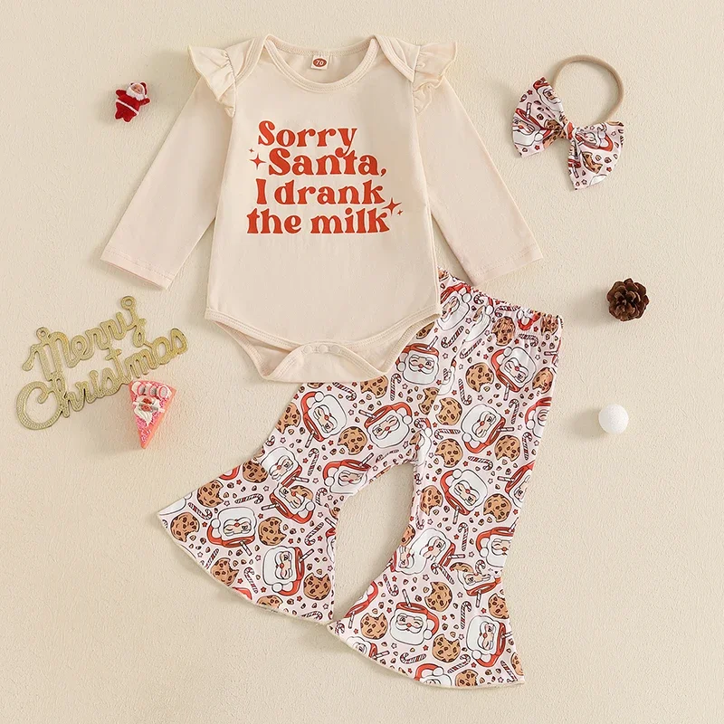 Baby Clothing Girls Letter Print Long Sleeve Romper Santa Print Flare Pants Headband Newborn Christmas Clothes Set
Baby Clothing Girls Letter Print Long Sleeve Romper Santa Print Flare Pants Headband Newborn Christmas Clothes Set
