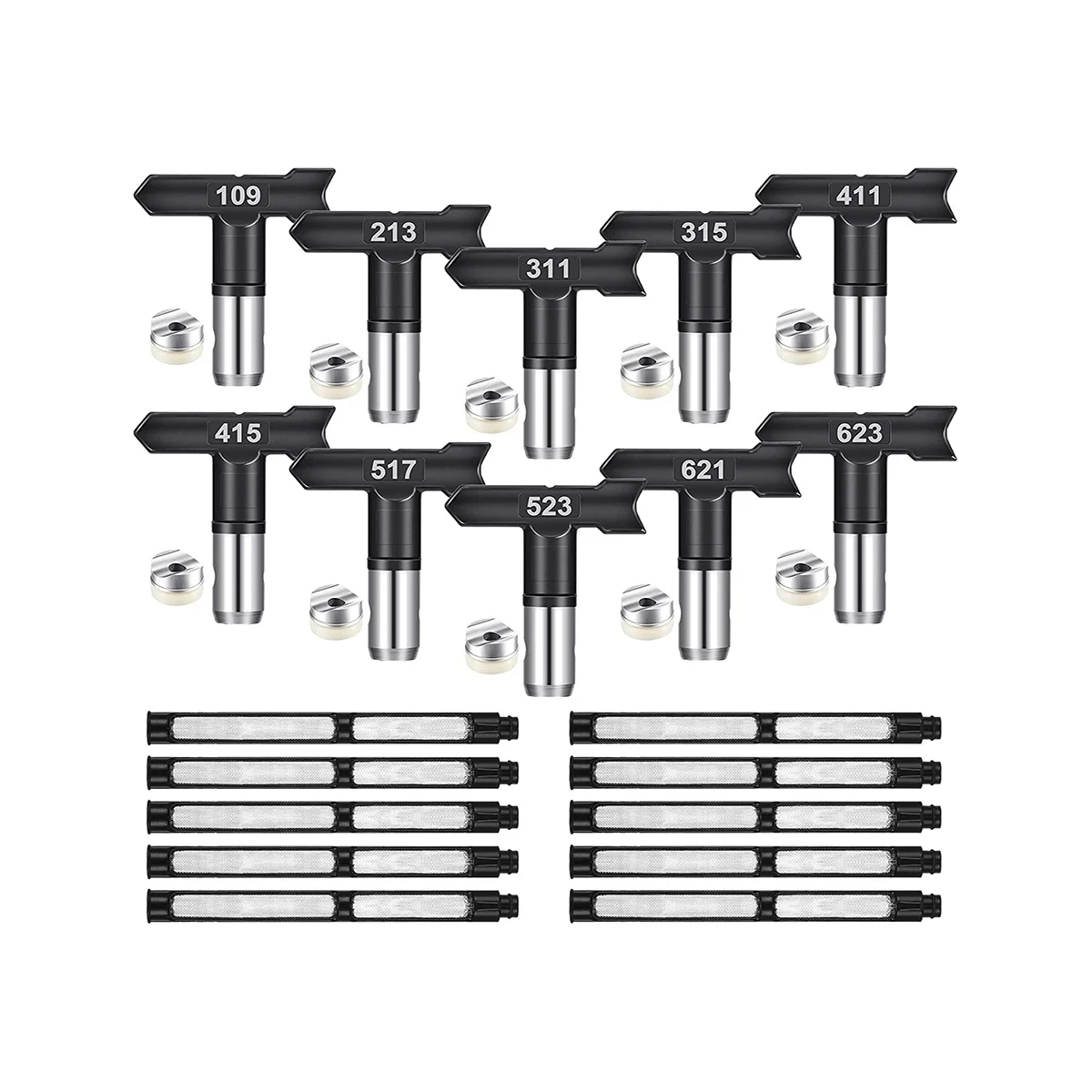 10Pcs Spray Tips Airless Paint Sprayer Nozzle Tip and Filter Reversible Spray Tip Paint for Airless Sprayer Accessories
10Pcs Spray Tips Airless Paint Sprayer Nozzle Tip and Filter Reversible Spray Tip Paint for Airless Sprayer Accessories