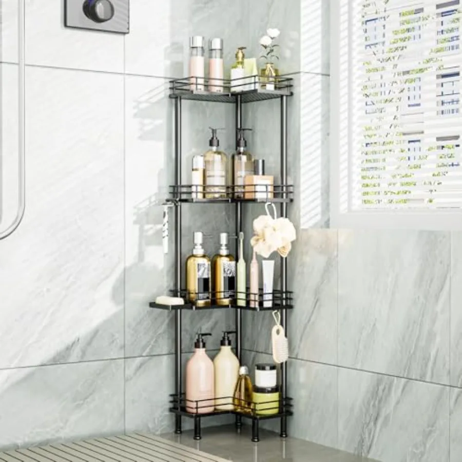 Corner Shower Caddy Standing - Stainless Steel Shower Organizer with Soap Holder and Hooks, Large Capacity Corner Shelf Stand f
Corner Shower Caddy Standing - Stainless Steel Shower Organizer with Soap Holder and Hooks, Large Capacity Corner Shelf Stand f